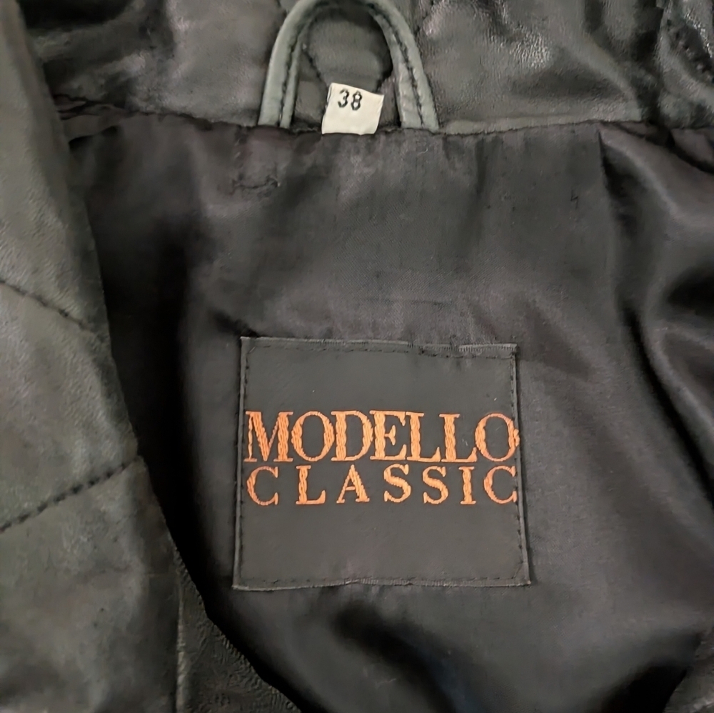 90s Grunge Oversized Style Black Leather Jacket Coat Large Mens Size 38 - Picture 5 of 11